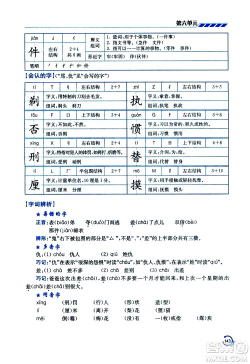 江苏凤凰美术出版社2021小学语文学霸三年级下册全国版答案