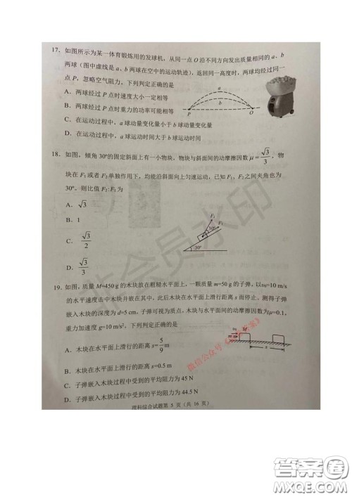 四川省2018级高中毕业班诊断性测试理科综合试题及答案 四川省2018级高中毕业班诊断性测试理科综合试题及答案