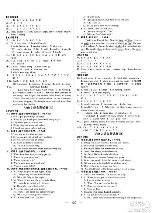 宁夏人民教育出版社2021学霸提优大试卷英语六年级下江苏国标答案