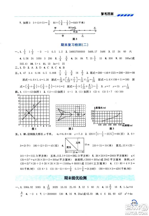 江苏凤凰美术出版社2021小学数学学霸六年级下册江苏版答案