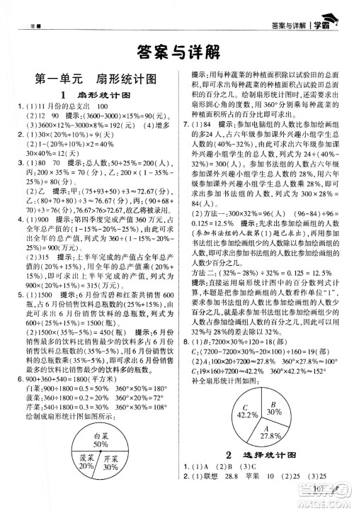 甘肃少年儿童出版社2021春经纶学典学霸数学六年级下苏教版答案