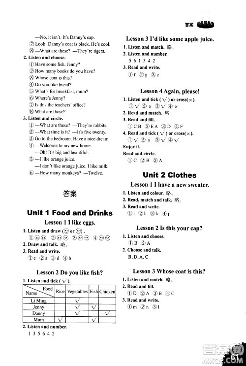 山东友谊出版社2021小学同步练习册英语三年级下册鲁科版版答案 山东友谊出版社2021小学同步练习册英语三年级下册鲁科版版答案