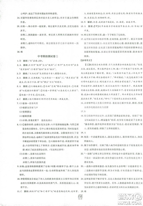 钟书金牌2021过关冲刺100分九年级语文下册人教版单元测试卷答案