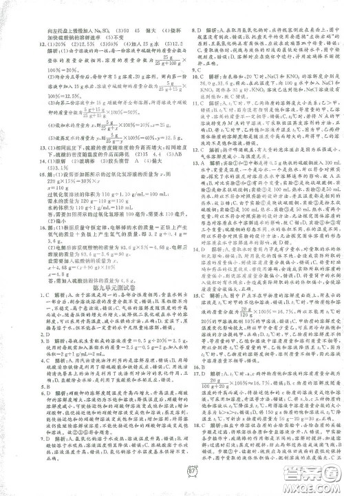 钟书金牌2021过关冲刺100分九年级化学下册人教版单元测试卷答案