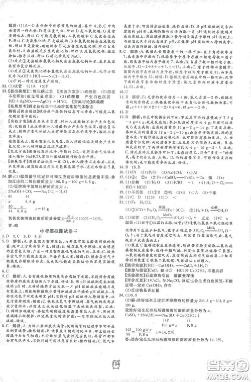 钟书金牌2021过关冲刺100分九年级化学下册人教版单元测试卷答案
