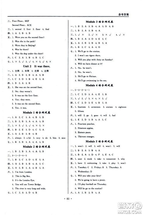 外语教学与研究出版社2021小学英语同步练习册一年级起点三年级下册外研版答案 外语教学与研究出版社2021小学英语同步练习册一年级起点三年级下册外研版答案
