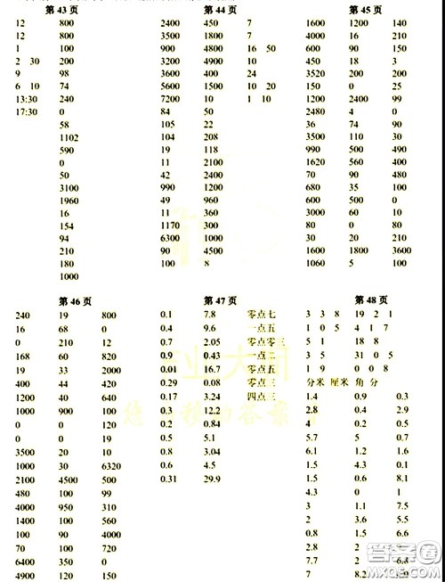 科学普及出版社2021帮你学数学口算练习册小学三年级下册人教版答案