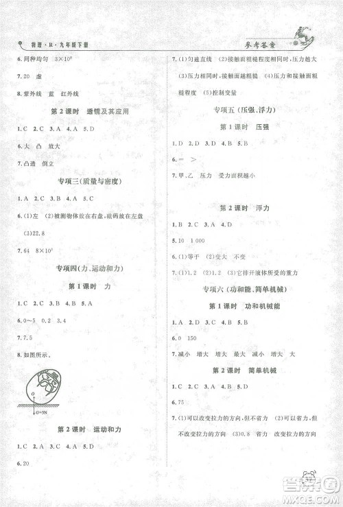 钟书金牌2021过关冲刺100分课时作业九年级物理下册人教版答案