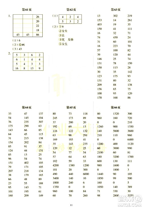 科学普及出版社2021帮你学数学口算练习册小学三年级下册北师版答案