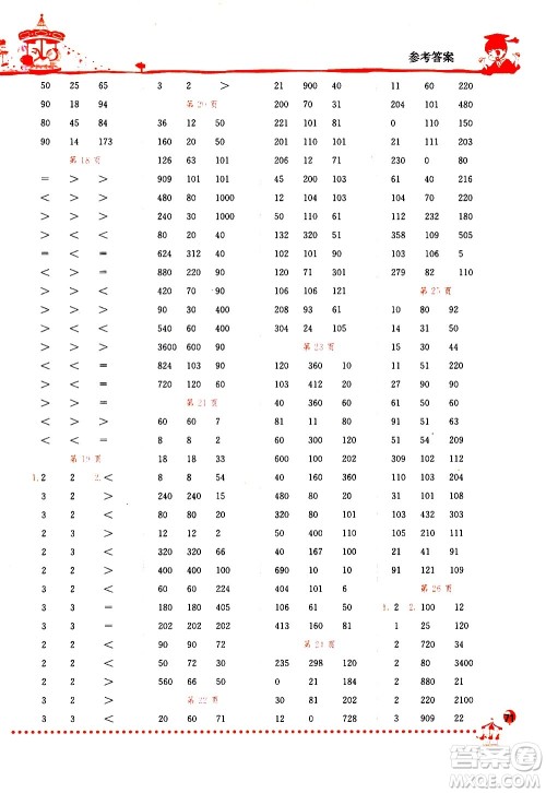 龙门书局2021黄冈小状元口算速算练习册三年级数学下册BS北师大版答案