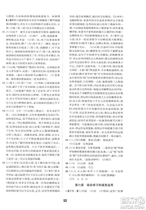 浙江教育出版社2021初中学业考试总复习语文解析本丽水专版答案