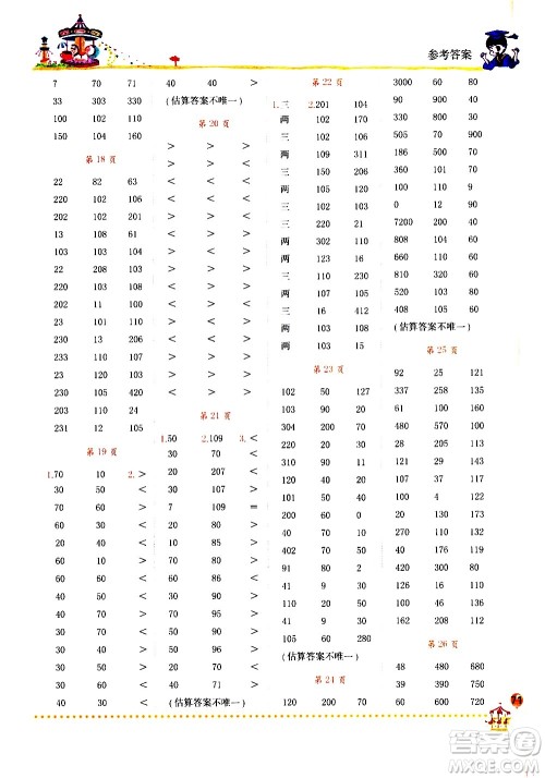 龙门书局2021黄冈小状元口算速算练习册三年级数学下册人教版答案