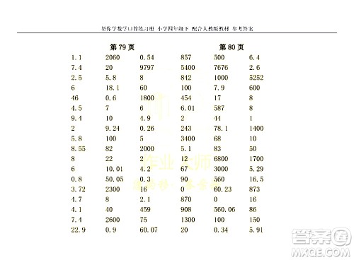 科学普及出版社2021帮你学数学口算练习册小学四年级下册人教版答案