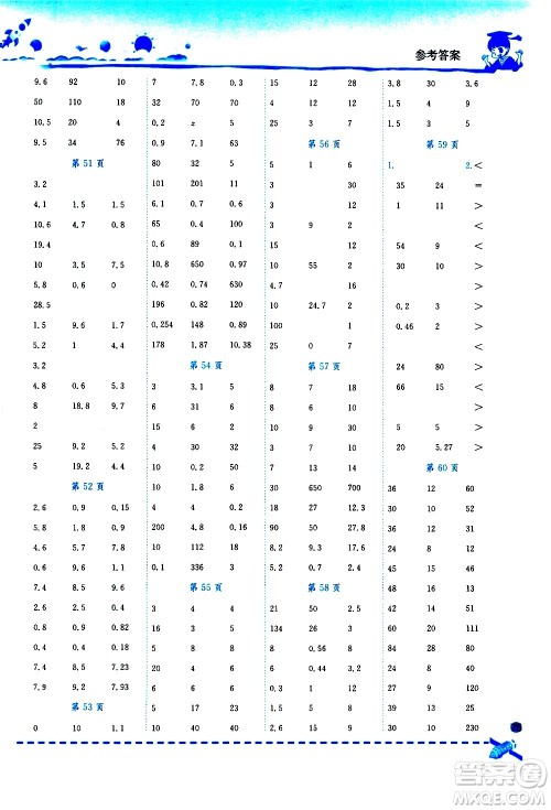 龙门书局2021黄冈小状元口算速算练习册四年级数学下册BS北师大版答案
