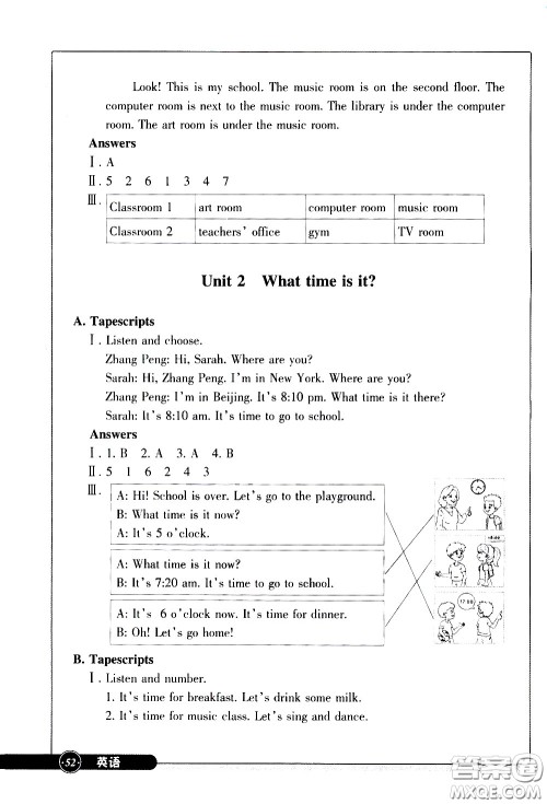 浙江教育出版社2021同步练习英语四年级下人教版答案