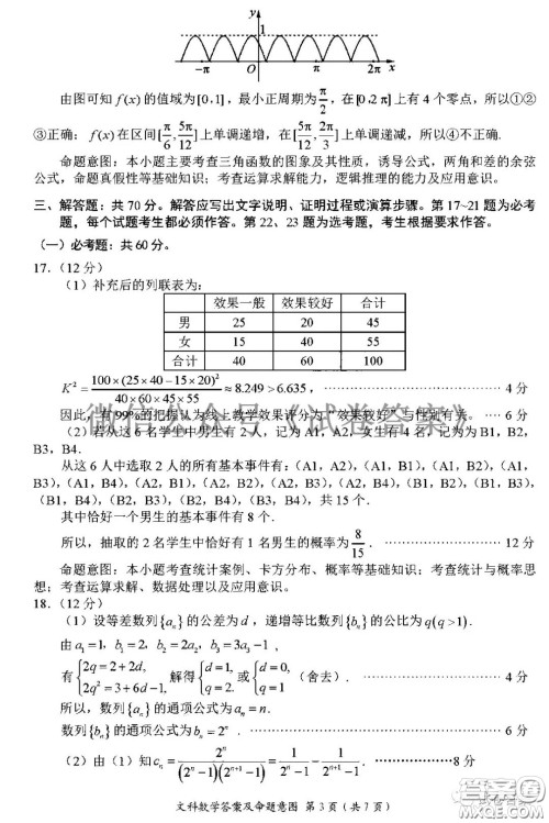 四川省大数据精准教学联盟2018级高三第二次统一监测文科数学试题及答案