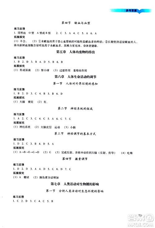 广州出版社2021阳光学业评价生物七年级下册人教版答案 广州出版社2021阳光学业评价生物七年级下册人教版答案
