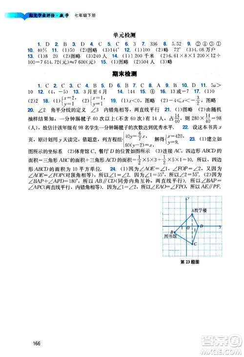 广州出版社2021阳光学业评价数学七年级下册人教版答案 广州出版社2021阳光学业评价数学七年级下册人教版答案