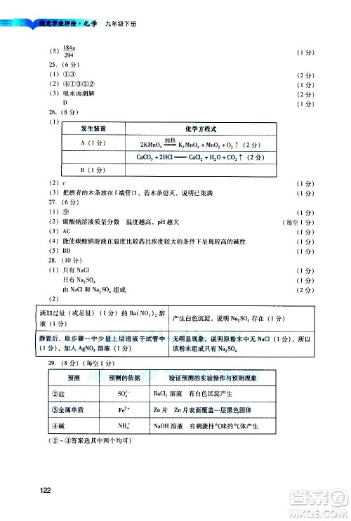 广州出版社2021阳光学业评价化学九年级下册人教版答案 广州出版社2021阳光学业评价化学九年级下册人教版答案