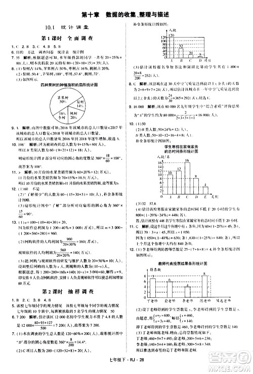 甘肃少年儿童出版社2021学霸题中题数学七年级下册人教版答案