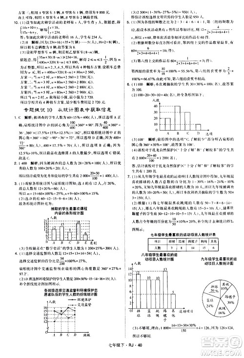 甘肃少年儿童出版社2021学霸题中题数学七年级下册人教版答案