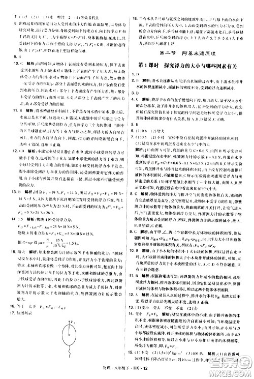 甘肃少年儿童出版社2021学霸题中题物理八年级下册沪科版答案