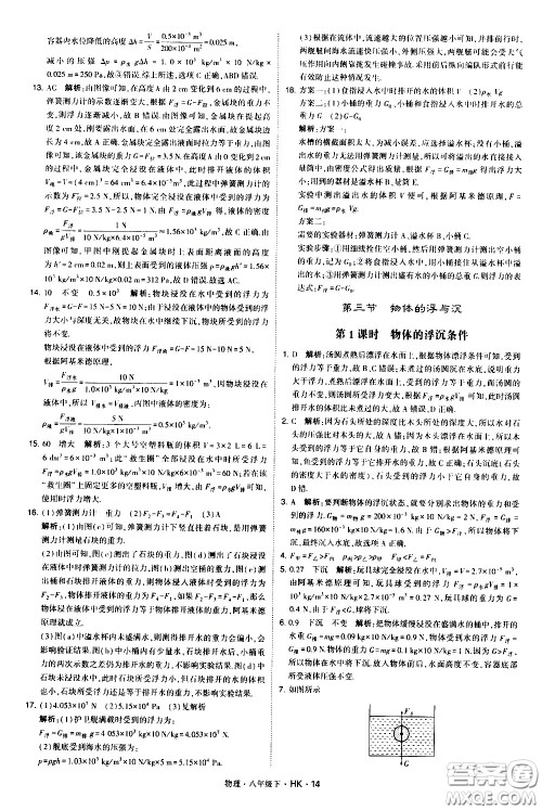 甘肃少年儿童出版社2021学霸题中题物理八年级下册沪科版答案