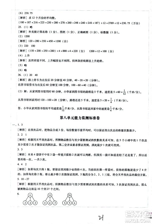 云南教育出版社2021小学能力监测标准卷数学五年级下册人教版答案