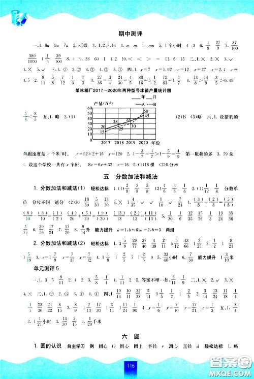 广西师范大学出版社2021自主学习能力测评数学五年级下册苏教版答案
