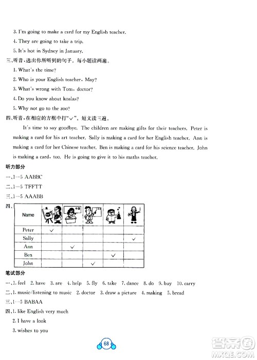 广西师范大学出版社2021自主学习能力测评单元测试英语六年级下册C版答案