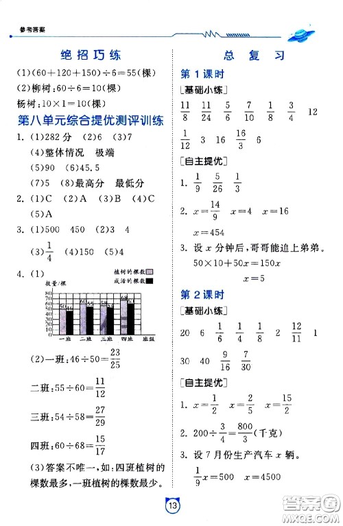 江苏人民出版社2021小学数学口算速算提优练习册五年级下册北师大版答案