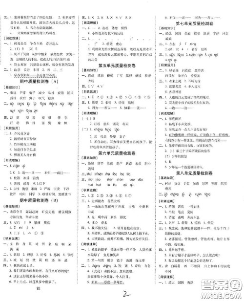 2021年春云南师大附小一线名师核心试卷三年级语文人教版答案 2021年春云南师大附小一线名师核心试卷三年级语文人教版答案
