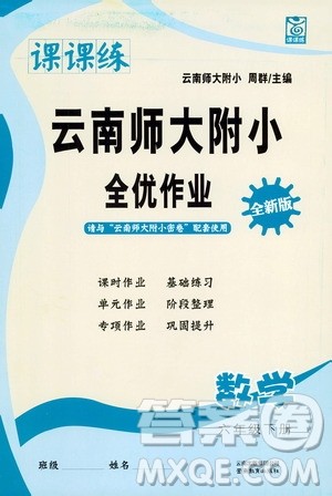 云南教育出版社2021课课练云南师大附小全优作业六年级数学下册全新版答案