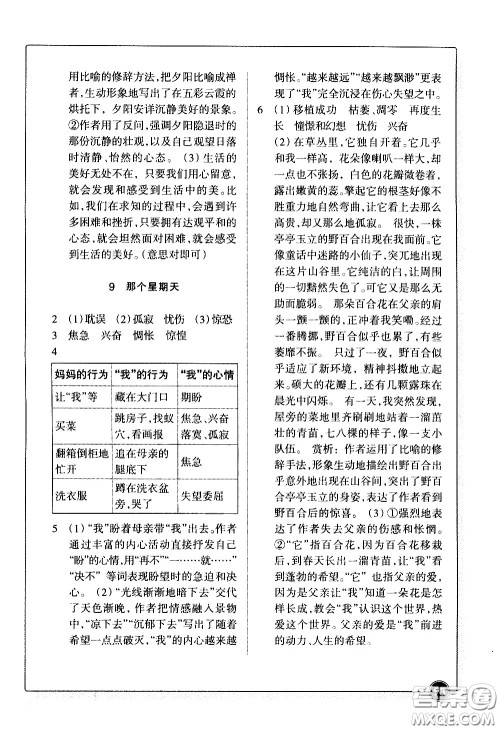 浙江教育出版社2021语文同步练习六年级下册人教版答案