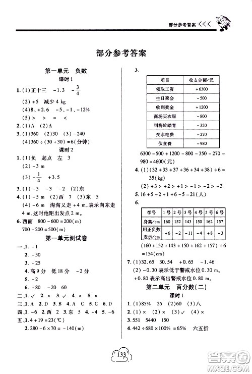 二十一世纪出版社2021新课程新练习数学六年级下册人教版答案