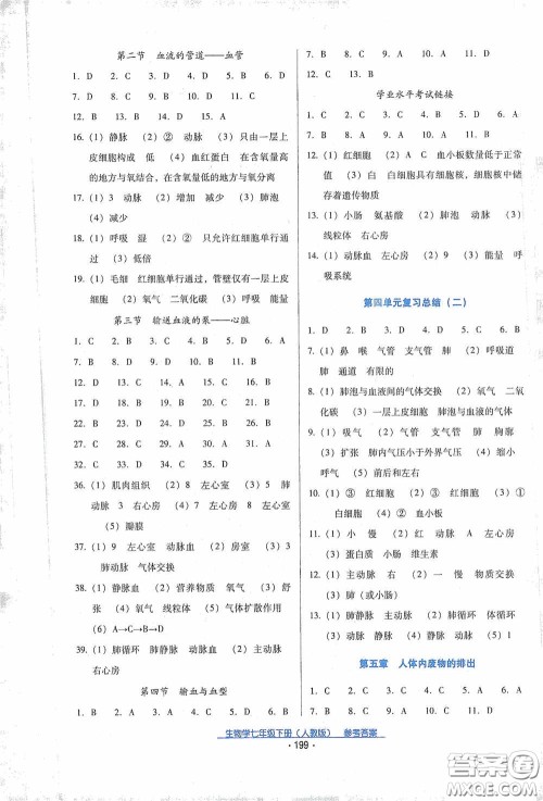 云南教育出版社2021云南省标准教辅优佳学案七年级生物学下册人教版答案