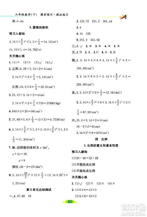 延边人民出版社2021密解1对1数学六年级下册人教版答案