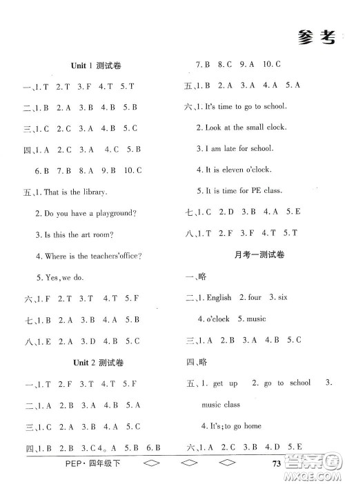 黑龙江美术出版社2021全优生单元与期末四年级英语下册人教版答案 黑龙江美术出版社2021全优生单元与期末四年级英语下册人教版答案