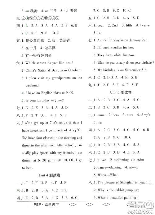 黑龙江美术出版社2021全优生单元与期末五年级英语下册人教版答案 黑龙江美术出版社2021全优生单元与期末五年级英语下册人教版答案