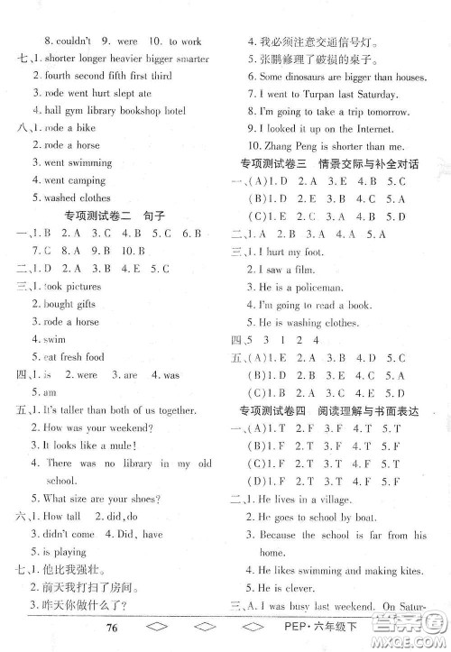 黑龙江美术出版社2021全优生单元与期末六年级英语下册人教版答案 黑龙江美术出版社2021全优生单元与期末六年级英语下册人教版答案