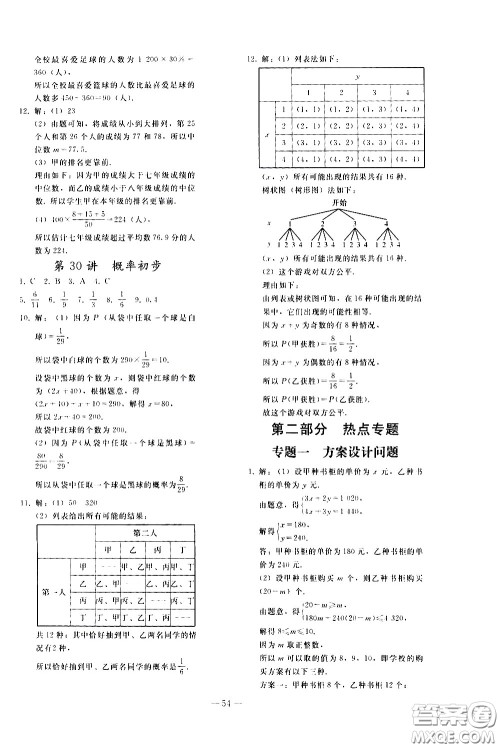 人民教育出版社2021同步轻松练习数学九年级总复习人教版答案 人民教育出版社2021同步轻松练习数学九年级总复习人教版答案