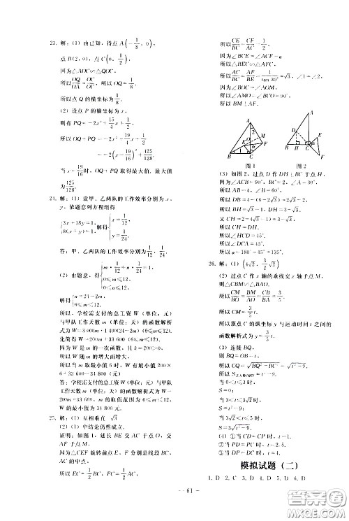 人民教育出版社2021同步轻松练习数学九年级总复习人教版答案 人民教育出版社2021同步轻松练习数学九年级总复习人教版答案