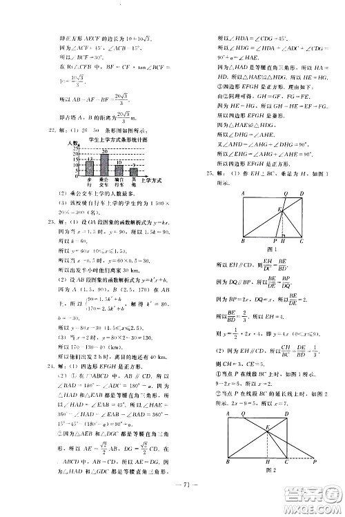 人民教育出版社2021同步轻松练习数学九年级总复习人教版答案 人民教育出版社2021同步轻松练习数学九年级总复习人教版答案