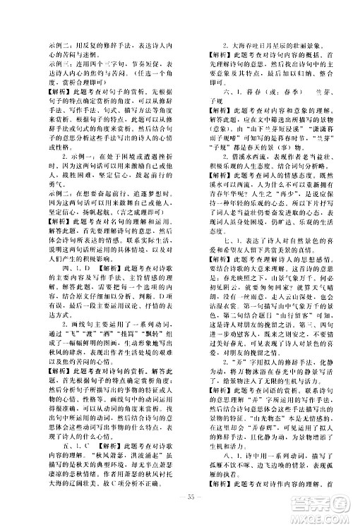 人民教育出版社2021同步轻松练习语文九年级总复习人教版答案