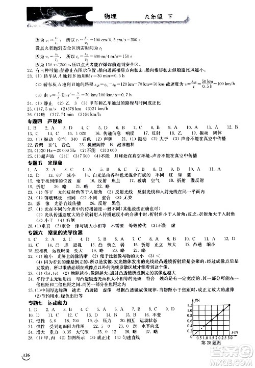 湖北教育出版社2021长江作业本同步练习册物理九年级下册北师大版答案