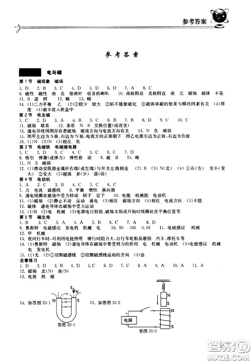 湖北教育出版社2021长江作业本同步练习册物理九年级下册人教版答案