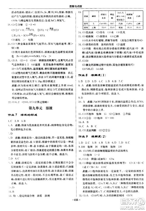 龙门书局2021启东中学作业本九年级化学下册R人教版答案