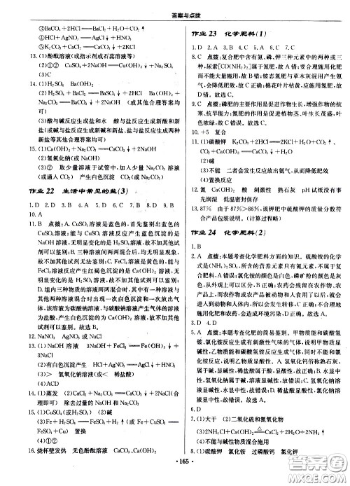 龙门书局2021启东中学作业本九年级化学下册R人教版答案