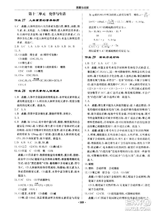 龙门书局2021启东中学作业本九年级化学下册R人教版答案