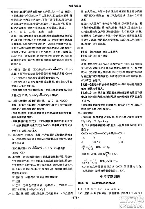 龙门书局2021启东中学作业本九年级化学下册R人教版答案